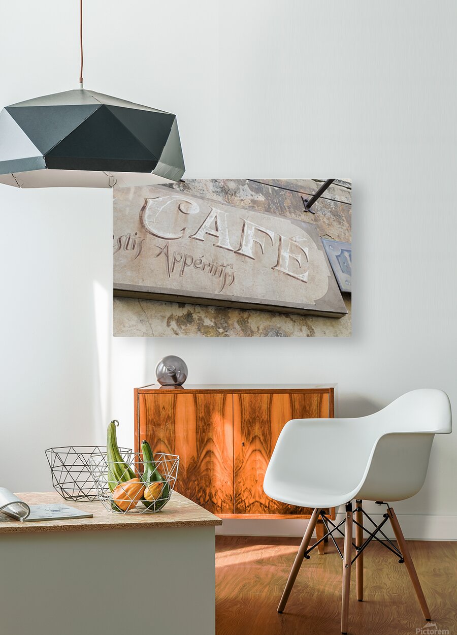 Cafe sign in Lourmarin  HD Metal print with Floating Frame on Back