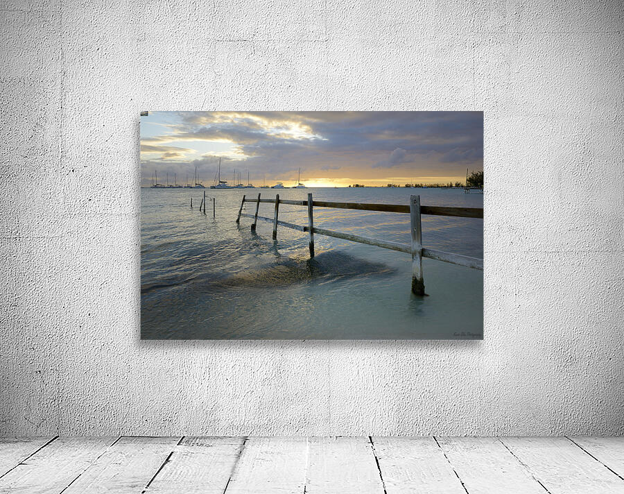 Old fence running into the ocean Wall Preview