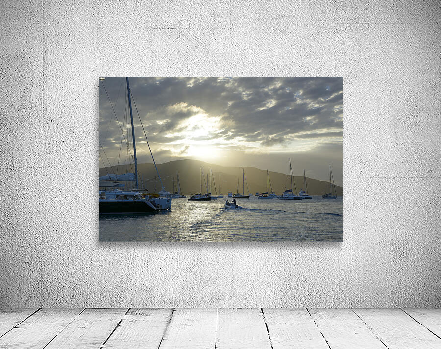 Dinghy heading out to the anchorage Wall Preview