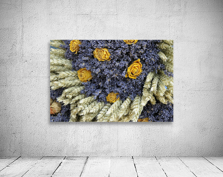 Dried yellow roses and lavender - Lourmarin Wall Preview