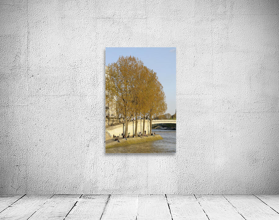 Enjoying a warm spring day on the banks of the Seine River - Paris Wall Preview