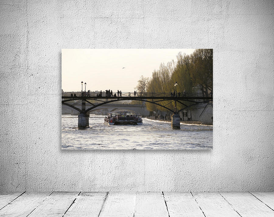 Tourist boat passing under Pont des Arts. Paris Wall Preview