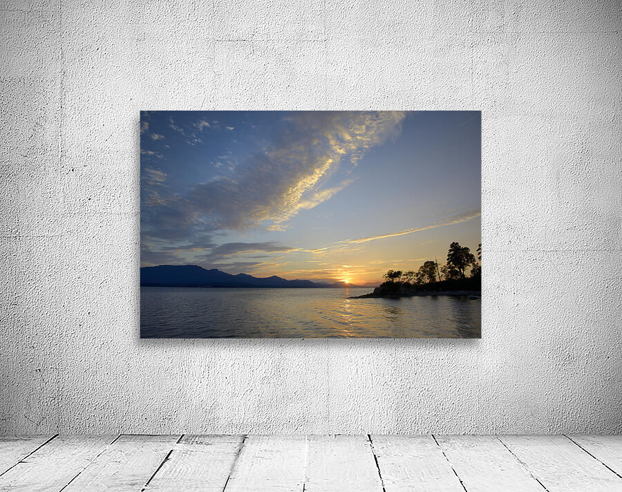Sunset over Vancouver Island with silhouetted trees Wall Preview