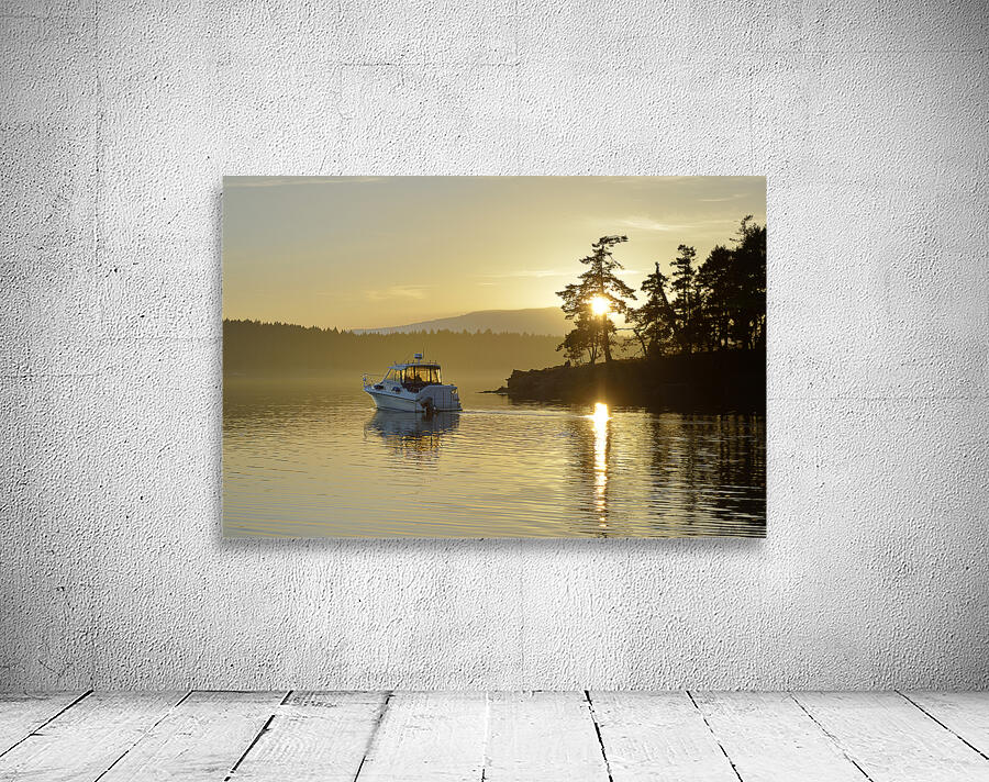 Small motor boat leaving Conover Cove Wall Preview