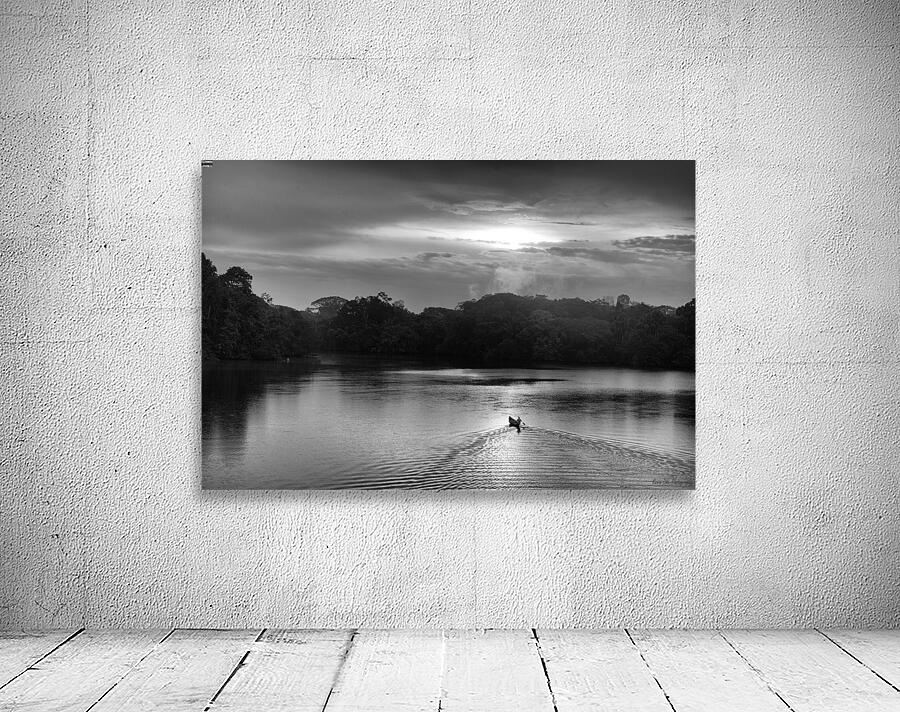 Canoeing on Lake Garzacocha Black and White Ecuador Wall Preview
