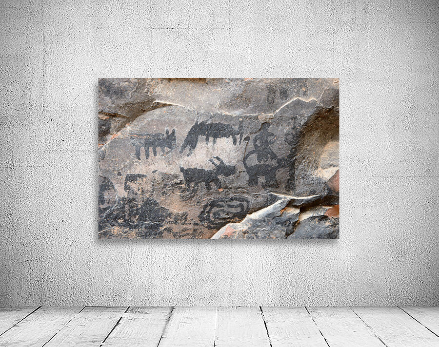 Black petroglyphs of animals Palatki Ruins Arizona USA Wall Preview