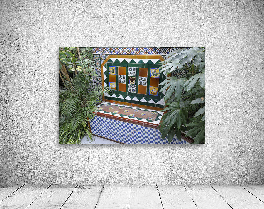 Ceramic tile bench with plants Casa Don Bosco Ronda Málaga Andalusia Spain Wall Preview