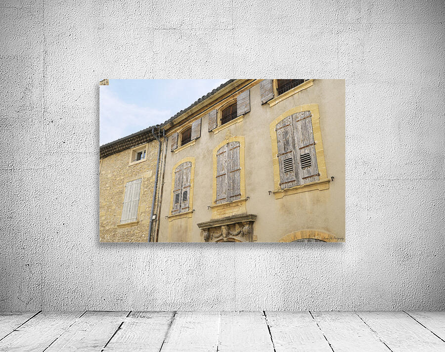 Shuttered windows on an old apartment  building Lourmarin Vaucluse Provence Alpes Côte dAzur France Wall Preview
