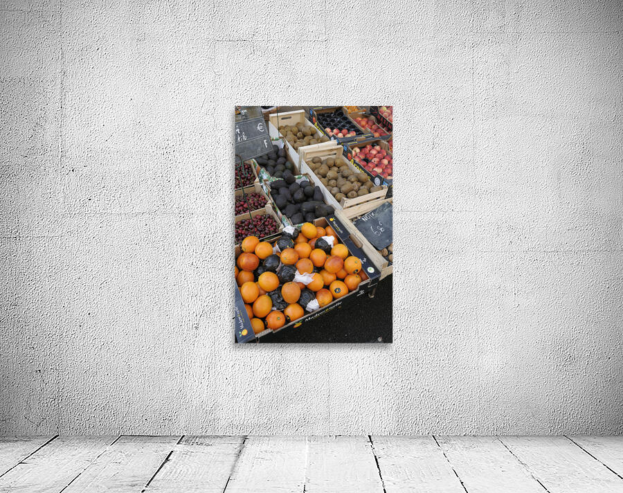 Oranges and avocados at a street market Châtillon sur Loire Centre France Wall Preview
