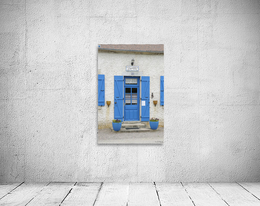 Blue door and shutters at the lock keepers house Ecluse 24 Anizy Champ du Pont Limanton Nievre Burgundy France Wall Preview