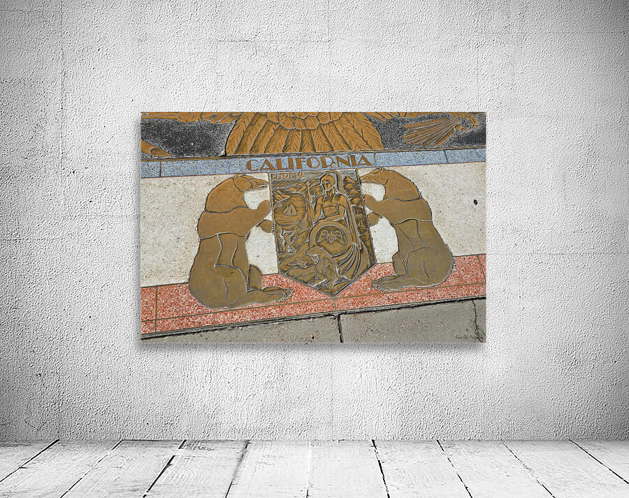 Bas relief plaque for California is inlaid into Hoover Dams plazas surface one of the seven states that fall within the Colorado Rivers basin. Hoover Dam Arizona Nevada USA Wall Preview