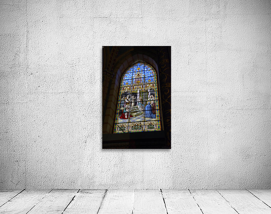 Stained glass window at Basilica del Voto Nacional Quito Ecuador Wall Preview