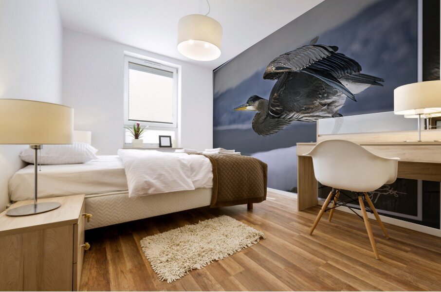 BLUE HERON LIFTOFF Mural print