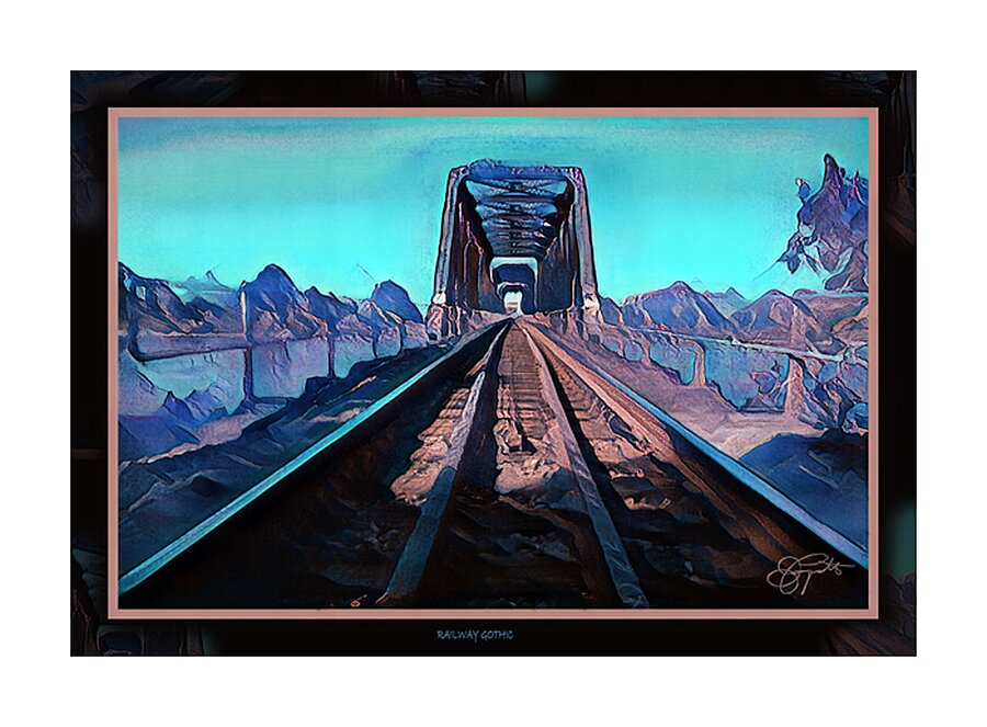 RAILROAD GOTHIC CALGARY TRAIN BRIDGE IN INGLEWOOD Picture Frame print