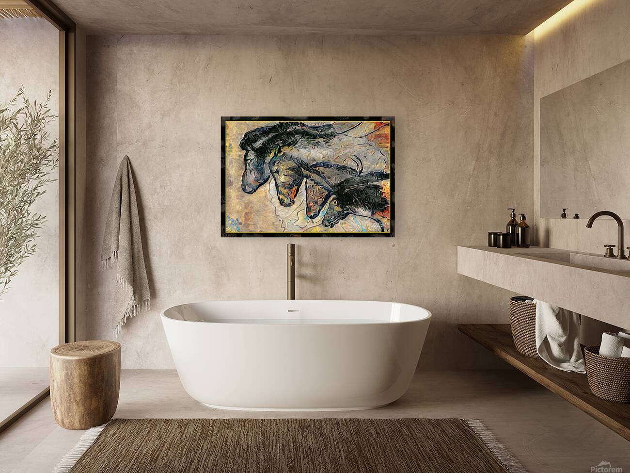 CHAUVET CAVE HORSES stylized Reproduction