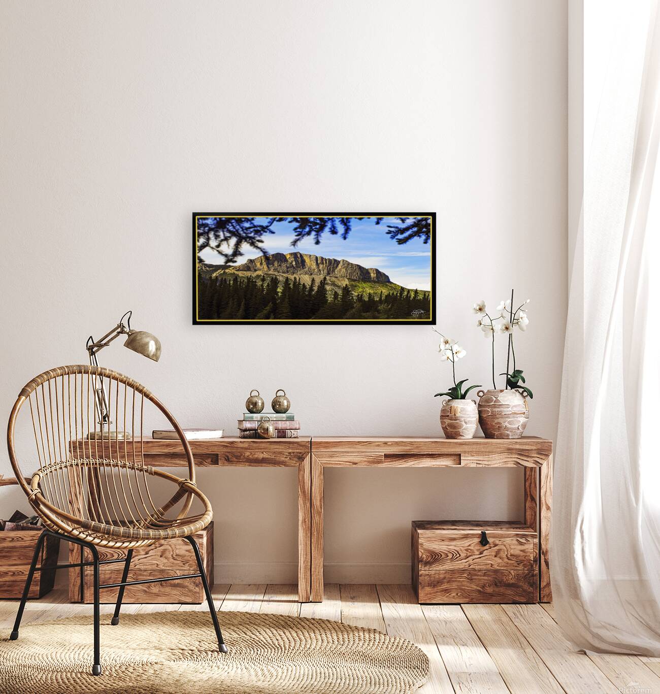 YAMNUSKA MOUNTAIN NEAR BANFF DRIVE BY Reproduction