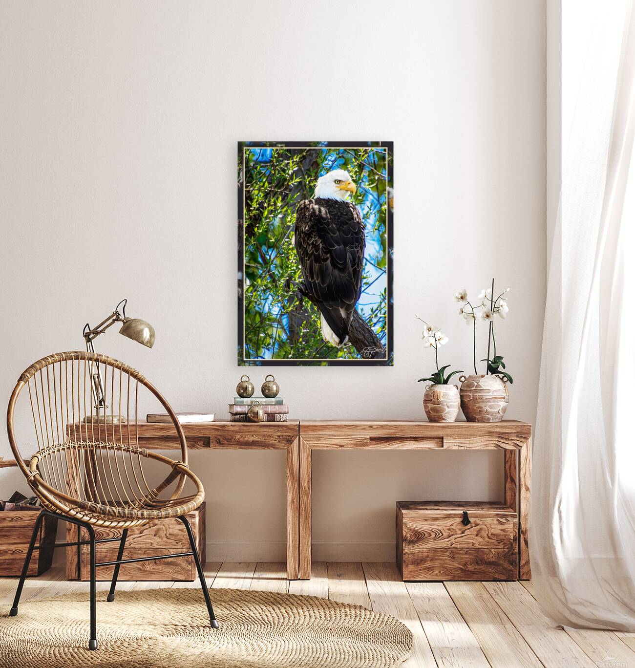 BALD EAGLE EYEING THE KAYAK Reproduction