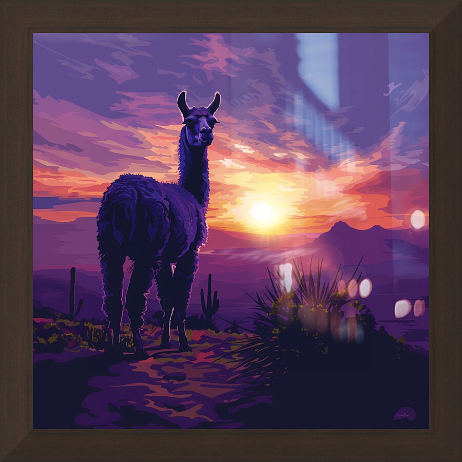 Lavender Llama Picture Frame print
