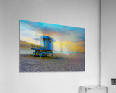 Sunset at Miami Beach Lifeguard Tower Impression acrylique