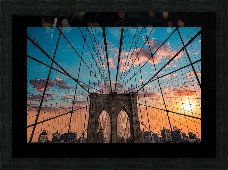Sunset Symphony on the Brooklyn Bridge Picture Frame print
