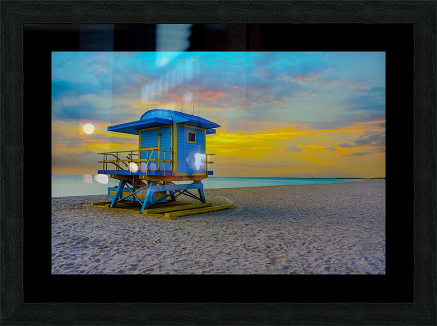Sunset at Miami Beach Lifeguard Tower Impression et Cadre photo