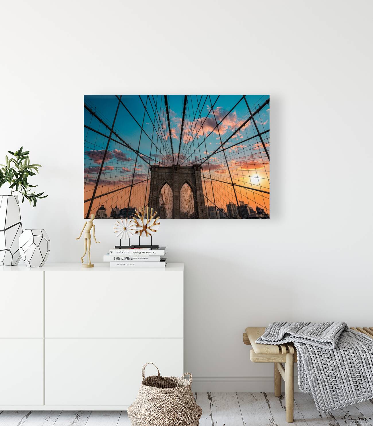 Sunset Symphony on the Brooklyn Bridge Reproduction