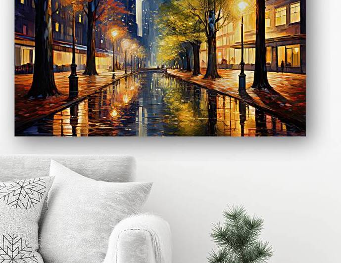 Night Reflection in the City - GIA2401-0384-OIL by JordiCarrio