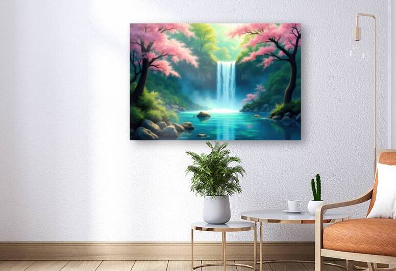 Waterfall under cherry trees - GIA2401-0388-ILU by JordiCarrio