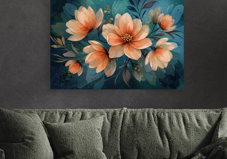 Peach Blooms with Golden Accents - GIA2501-0450-ILU by JordiCarrio