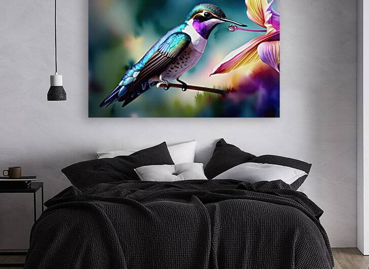 Hummingbird and flower - GIA-2309-1069-ILU by JordiCarrio