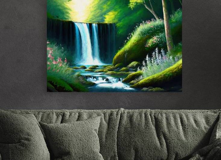 Symphony of light at the forest waterfall - GIA-2310-1122-OIL by JordiCarrio
