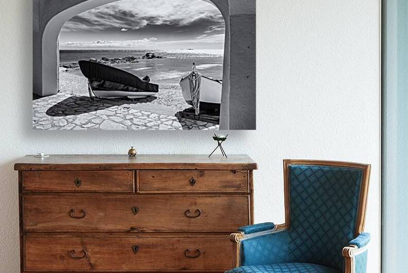 Title: Boats Resting in Black and White - CR2103-4850-BW by JordiCarrio