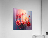A vibrant painting of numerous roses showcasing delicate petals and shimmering dew creating a romantic atmosphere. Generative Al  Acrylic Print