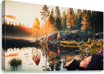 nature forest river trees Canvas Print