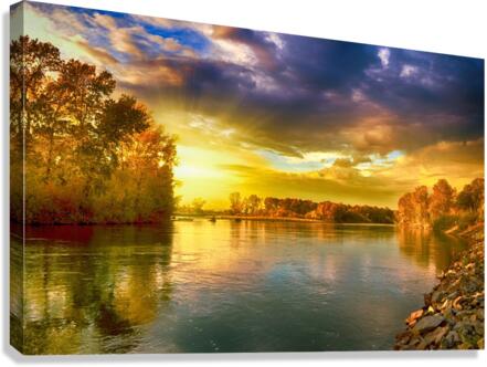 Landscape Lake Sun Canvas Print