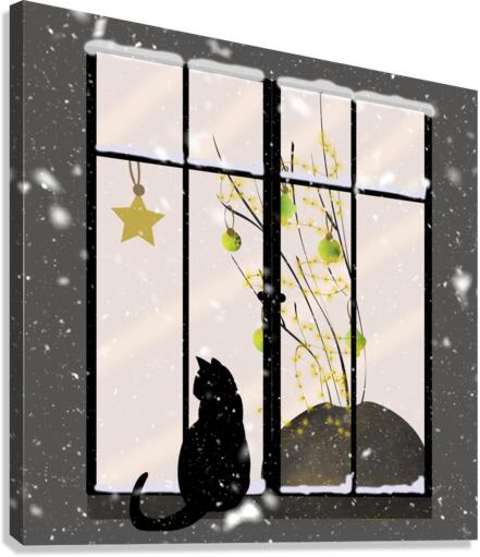 Cat Window Snow Canvas Print