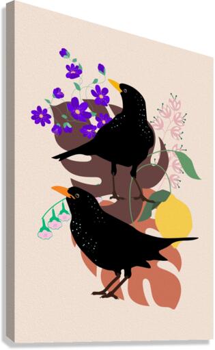 Bird Blackbird Drawing Canvas Print