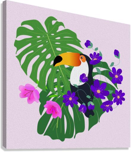 Bird Toucan Monstera Canvas Print
