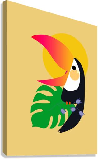 Toucan Monstera Poster Canvas Print