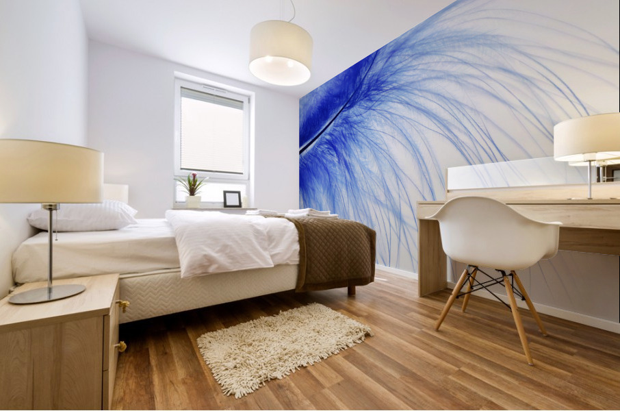 feather  blue  colored  slightly  Mural print