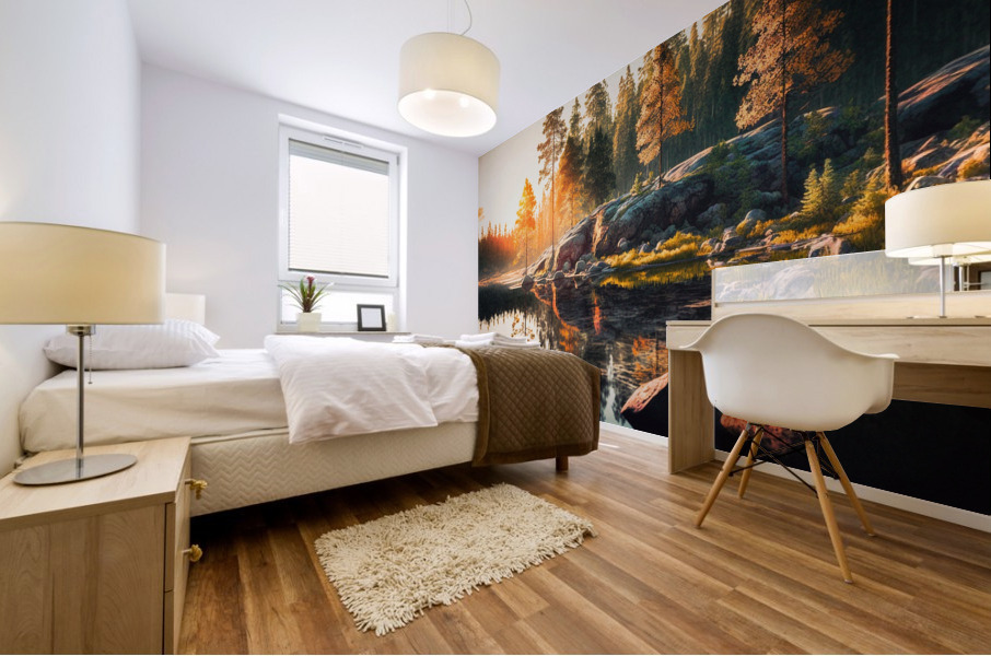 nature forest river trees Mural print