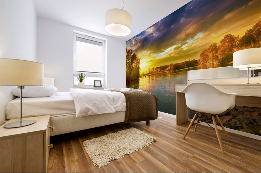 Landscape Lake Sun Mural print
