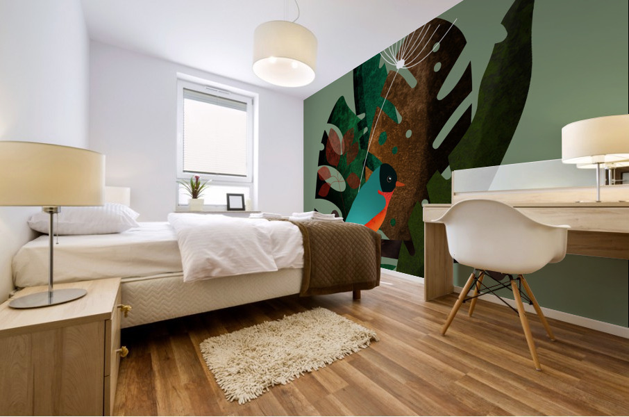Bird Monstera Foliage Mural print