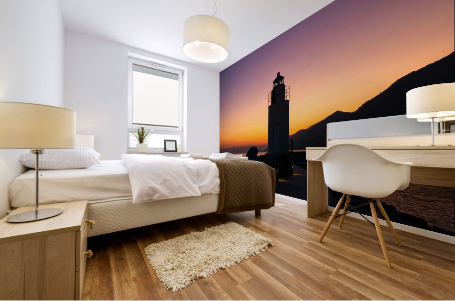 Lighthouse Sunset Sea Mural print