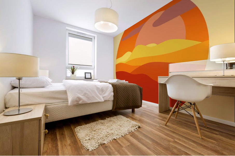 Sunset Mountains Sun Mural print