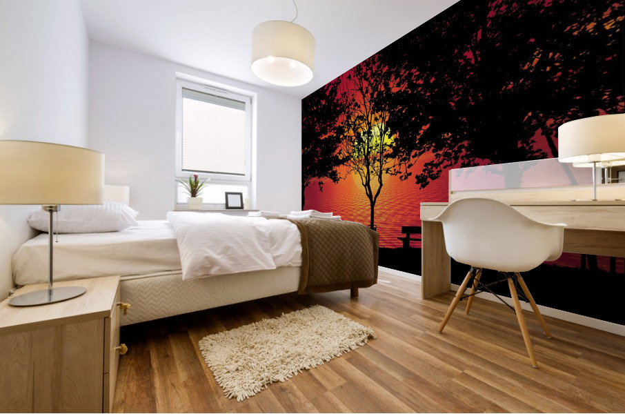 Sunset Forest Trees Mural print