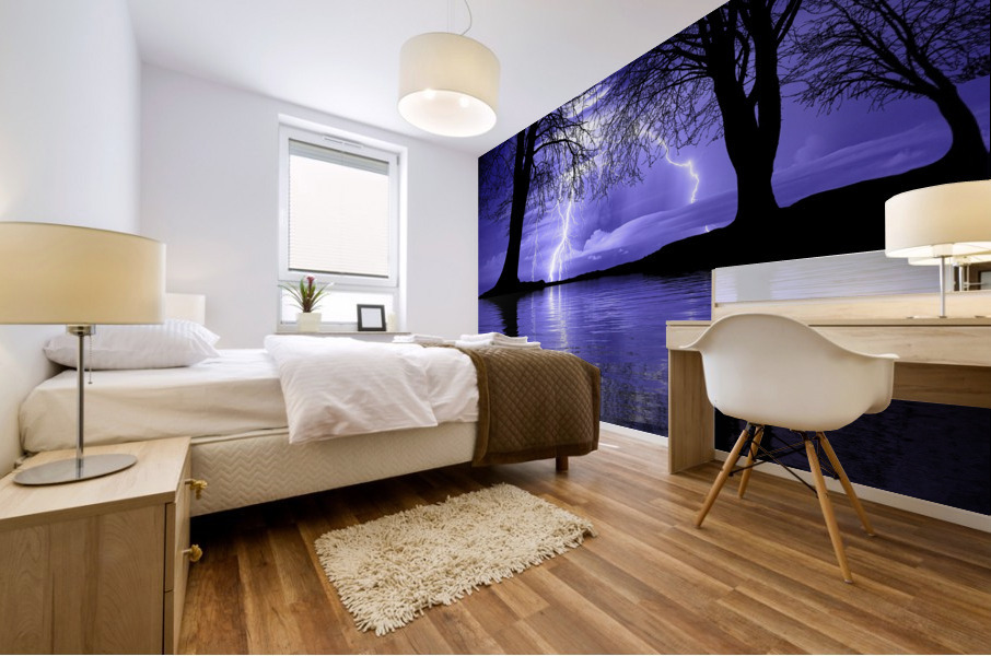 Thunderstorm Lightning Trees Mural print