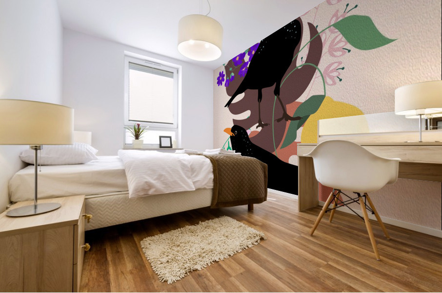 Bird Blackbird Drawing Mural print