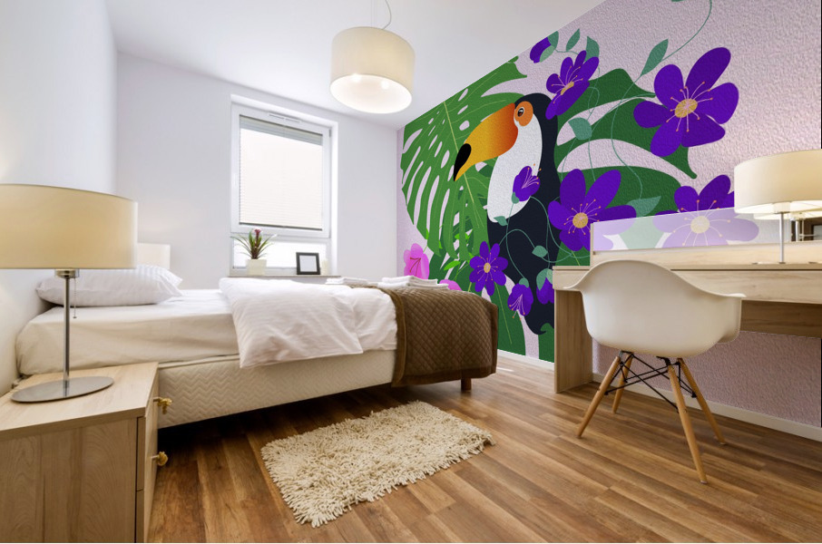 Bird Toucan Monstera Mural print
