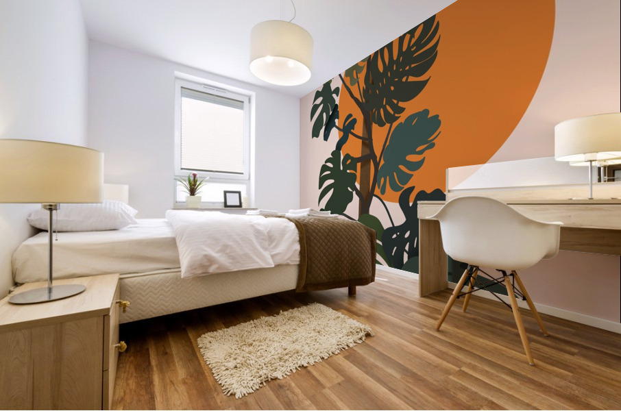 Monstera Plant Circle Mural print